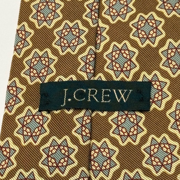 J. Crew Gold/yellow with blue star pattern silk made in USA - Picture 4 of 6